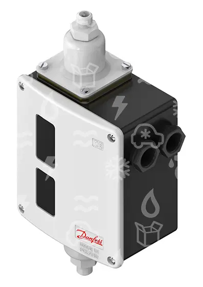 presostat diferenční Danfoss, RT260A, -1 - 18 bar, auto, diference 0,5 - 4 bar, šroub. 1/4